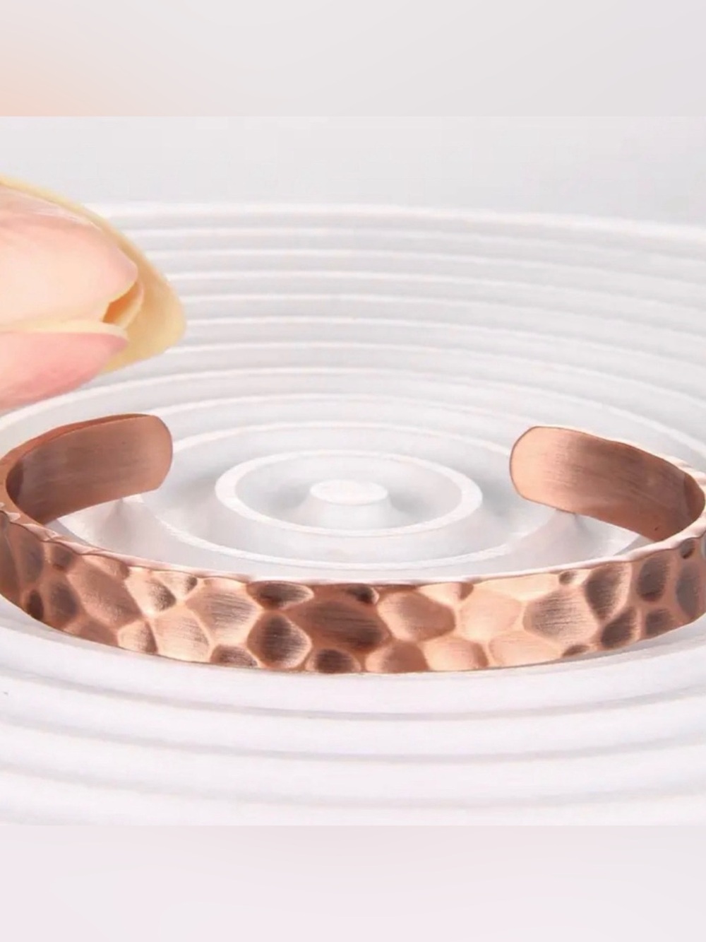 NWT Men's Copper Tone Hammered Cuff Bracelet Adjustable